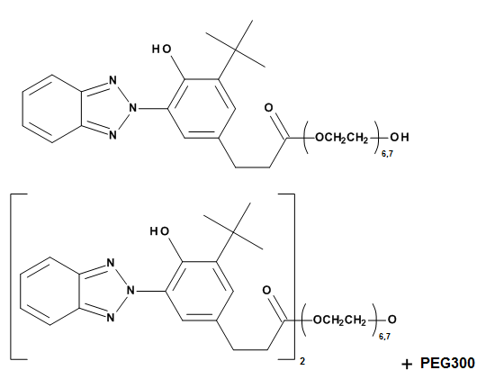 Mix.a-[3-[3-(2H-Benzotriazol-2-yl)-5-(1,1-dimethylethyl)-4-hydroxyphenyl]-1-oxopropyl]-w-hydroxypoly(oxo-1,2-ethanediyl) ;a-[3-[3-(2H-Benzotriazol-2-yl)-5-(1,dimethylethyl)-4-hydroxyphenyl]-1-oxopropyl]-w-[3-[3-(2H-benzotriazol-2-yl)-5-(1,1-dimethylethyl)-4-hydroxyphenyl]-1-oxopropoxy]poly(oxy-1,2-ethanediyl); PEG300